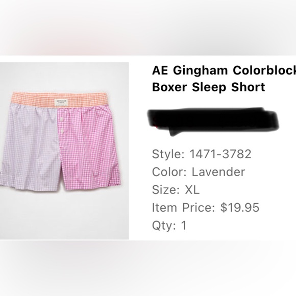 American Eagle Colorblock Lavender, Pink, & Orange Gingham Boxer Sleep Shorts - Picture 2 of 2